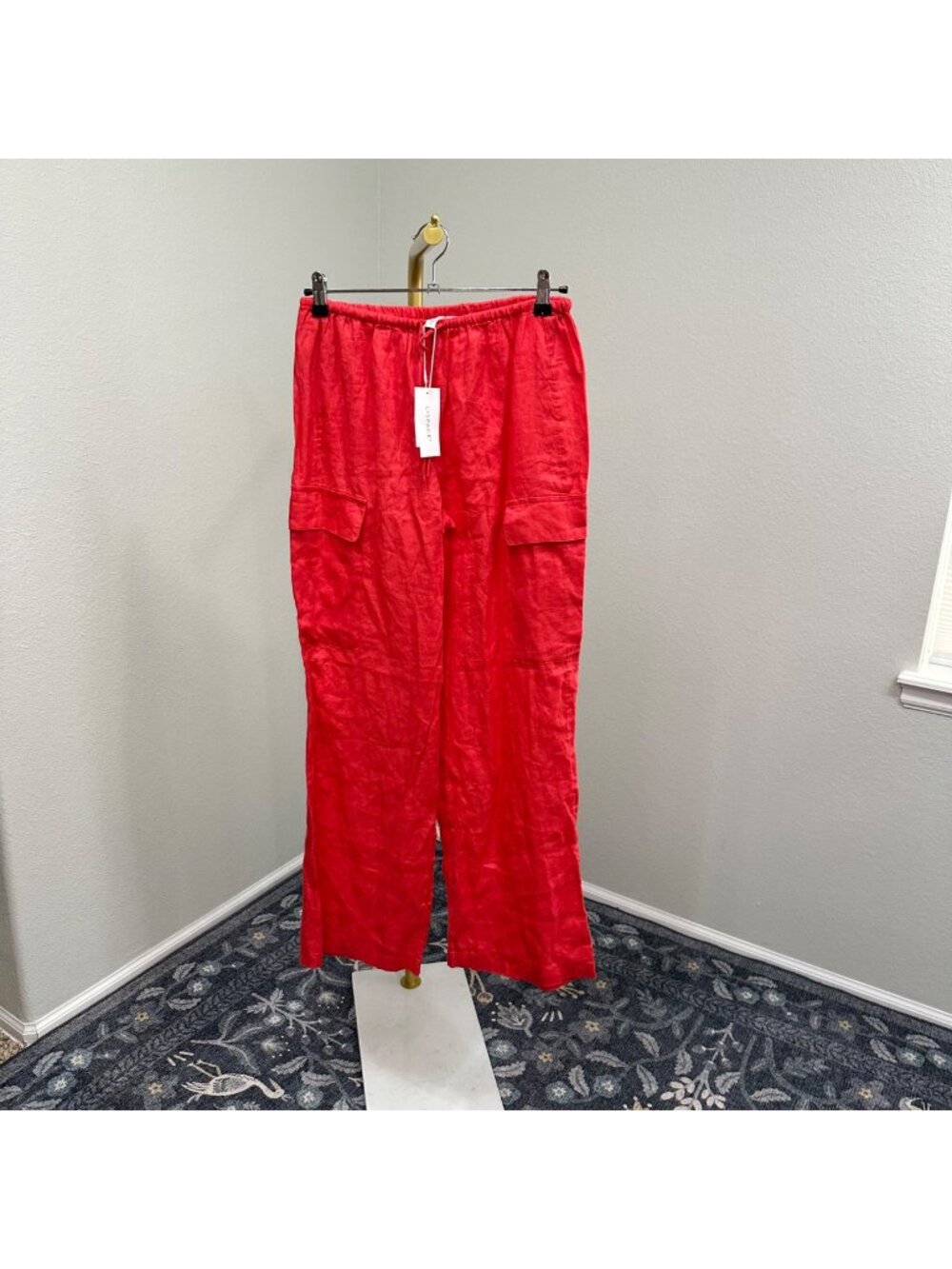 L Space Sundown Cargo Pants 100% Linen Lightweight Relaxed Fit Womens Small NEW